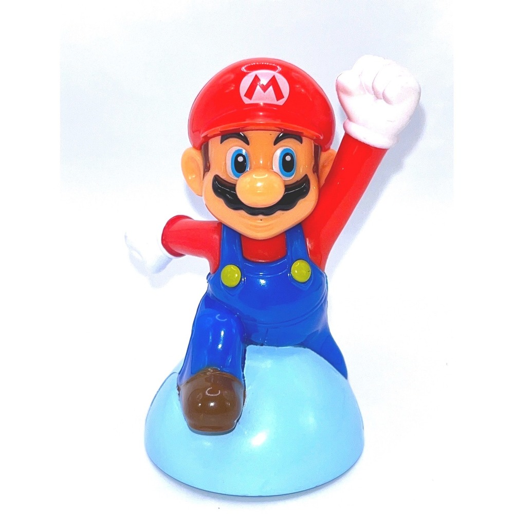 Nintendo Super Mario Happy Meal Toy Figure Jumping Pose Blue Base 2017 3.5in